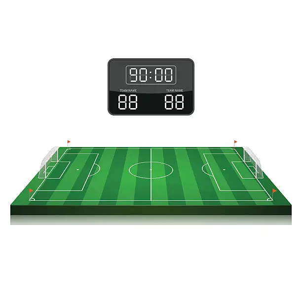 Vector illustration of vector soccer field with scoreboard,vector