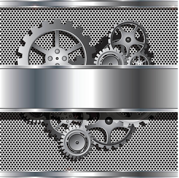 Metallic texture and stainless steel with cog gears Vector Illustration : Metallic texture and stainless steel with cog gears abstract aluminum backgrounds close up stock illustrations