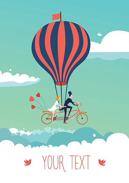 illustrazioni stock, clip art, cartoni animati e icone di tendenza di bicicletta sopra le nuvole - love transportation cloud cloudscape