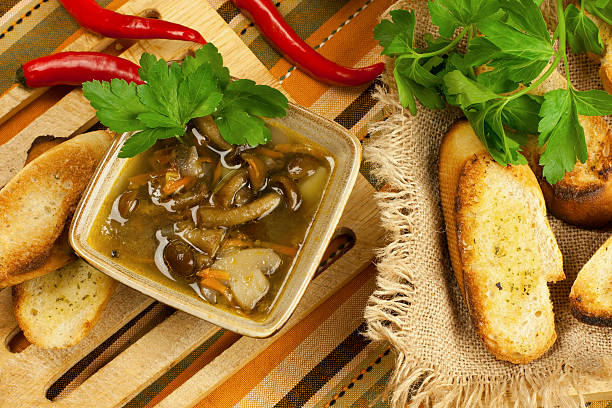 istock Bowl of fresh mushroom soup 485310613