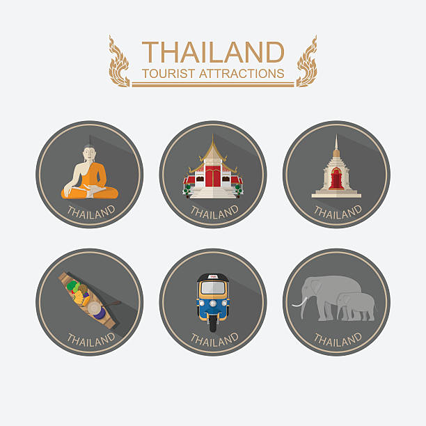 illustrazioni stock, clip art, cartoni animati e icone di tendenza di viaggio thailandia .vector - thailand thai culture travel buddha