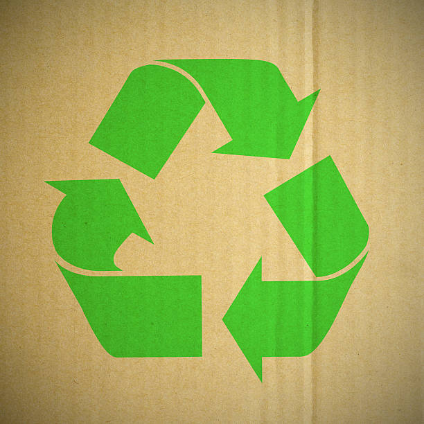 istock Green recycle symbol on paper box 485311871