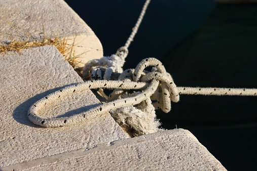 Colorful rope tied near the sea , Croatia moments