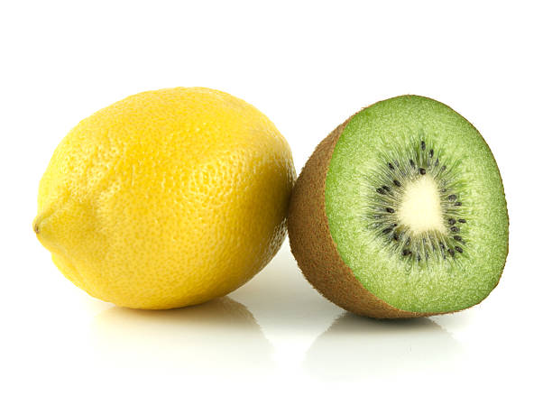 istock Isolated yellow lemon with half of kiwi. 485313513
