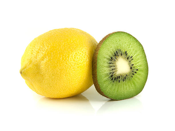 istock Isolated yellow lemon with slice of kiwi. 485313575