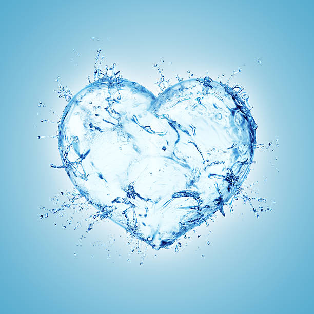 istock Heart from water splash isolated on white 485313577