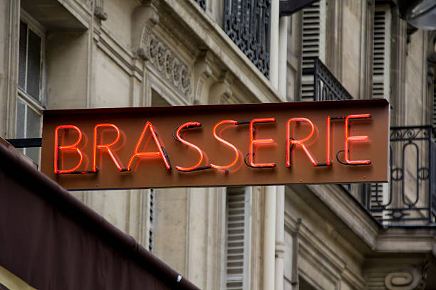 istock Brasserie sign in Paris 485314293