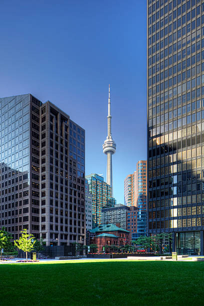 istock Vertical of Toronto skyscrapers with CN tower in background 485315096
