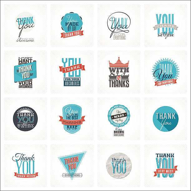 16 vintage design thank you cards vector art illustration