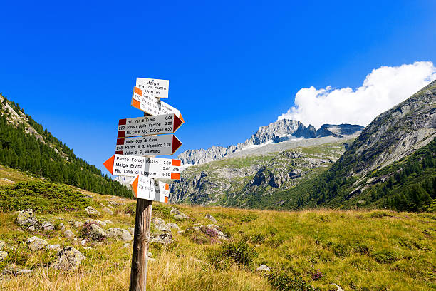 istock Directional Trail Signs in Mountain - Italian Alps 485315560