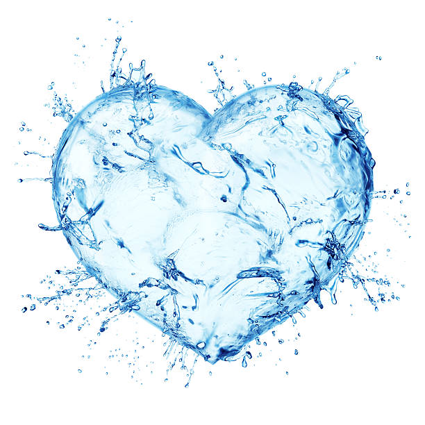 istock Heart from water splash isolated on white 485315693