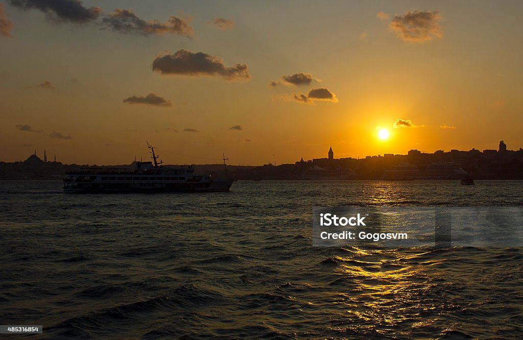 Sunset Istanbul Bosphorus view 2015 Stock Photo