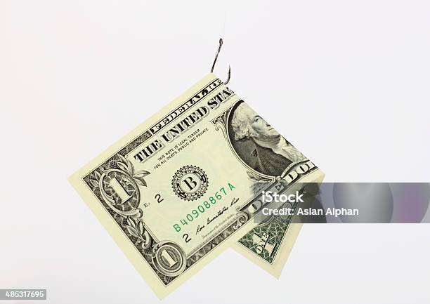 Money On A Fishhook Stock Photo - Download Image Now - Freshness, US Paper Currency, White Background