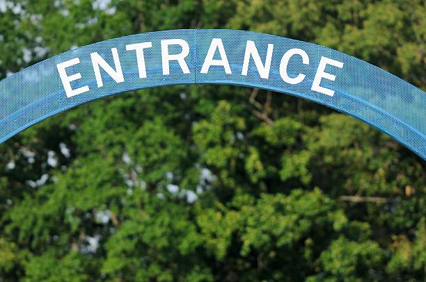 istock Arched entrance sign close up 485318084