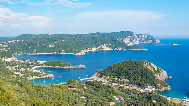 istock Vview at Paleokastrica bay at Corfu Greece 485328718