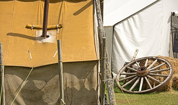 istock Wall tent set-up showing correct procedure- wagon wheel 485331956