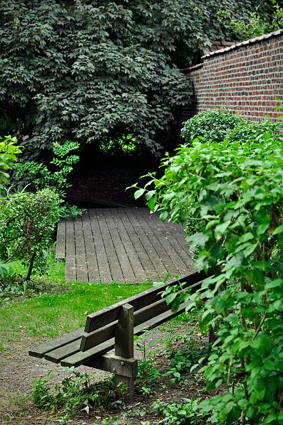 istock Wooden bench in a public park 485332380