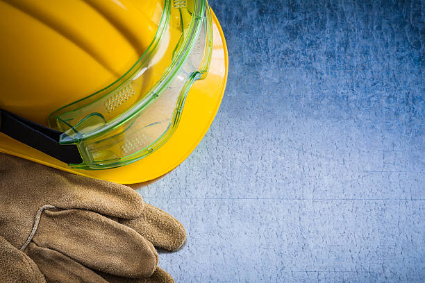 istock Set of safety workwear on scratched metallic background copy spa 485332980