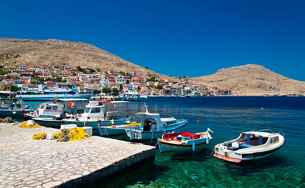 istock Multi-coloured buildings of Halki Island (Chalki) 485334980