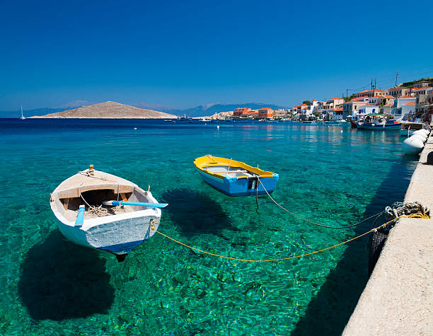 istock Multi-coloured buildings of Halki Island (Chalki) 485334992