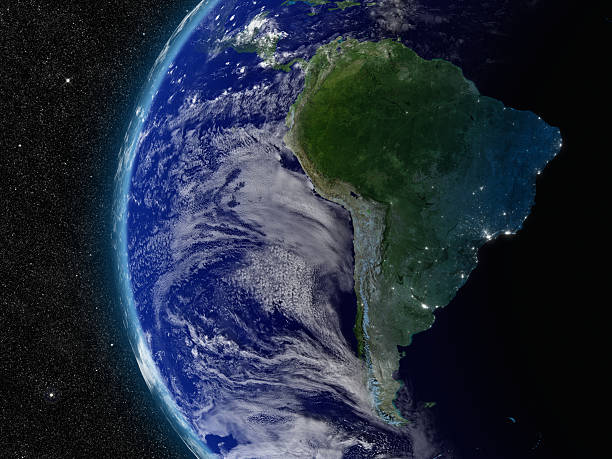 South America from space stock photo