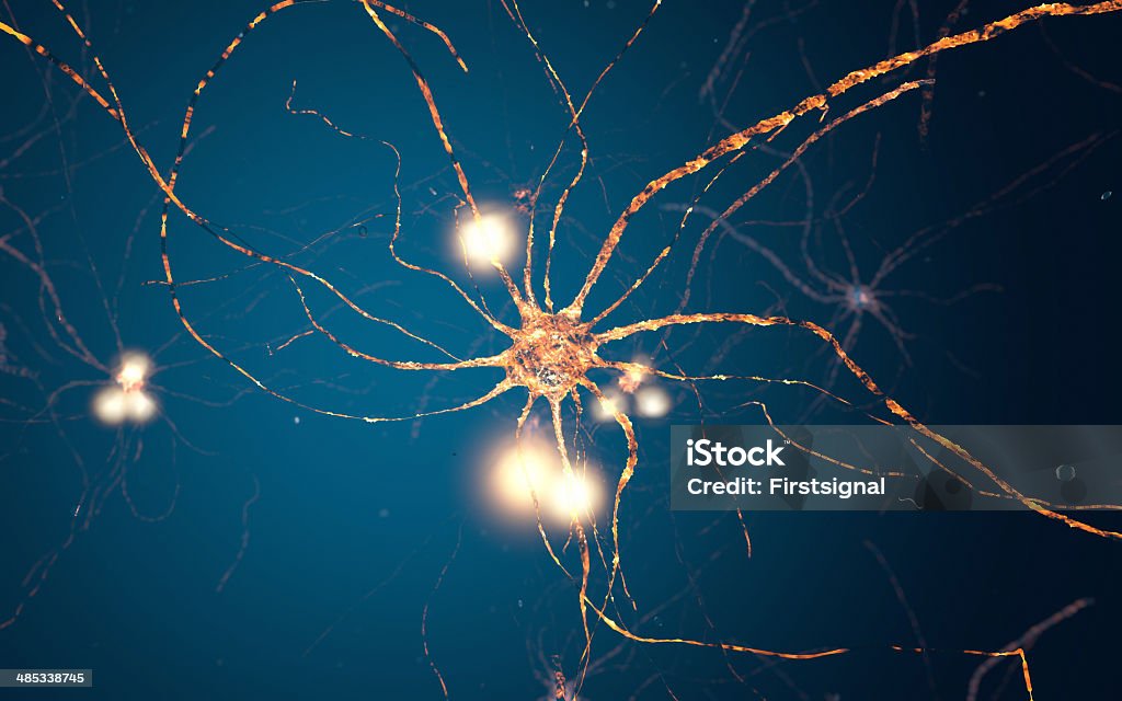 Neurone attivo cellule, Sinapsi rete - Foto stock royalty-free di Accuratezza