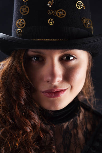 istock Brunette Wearing Steampunk Clothes 485339141