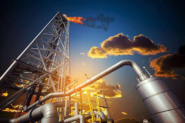 fábrica - industry refinery gas refinery petrochemical plant fotografías e imágenes de stock