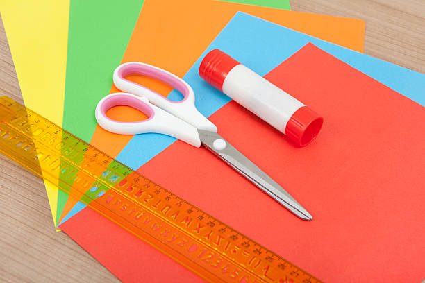 istock Paper with ruler glue and scissors 485339823