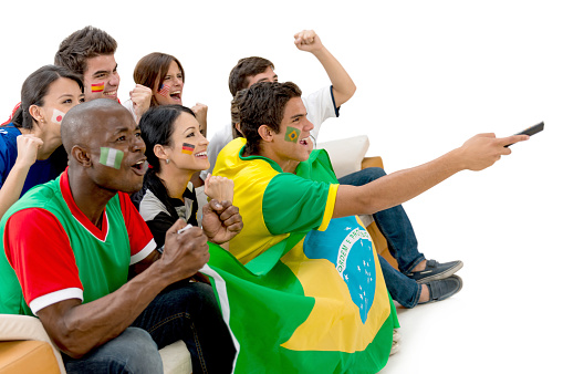 Group of soccer fans watching the game