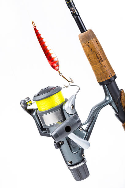 istock fishing rod and reel with line 485341442