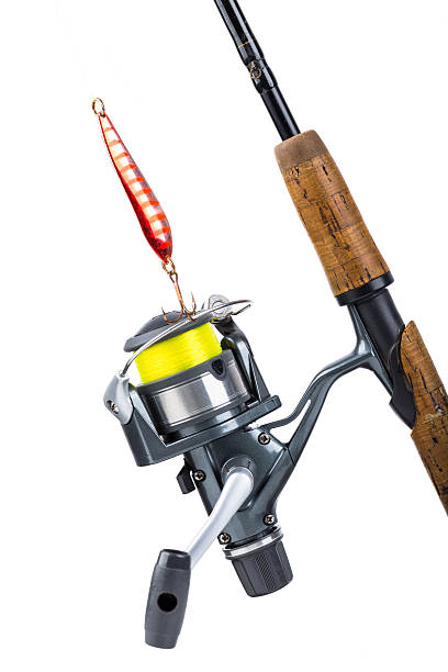 istock fishing rod and reel with line 485341446