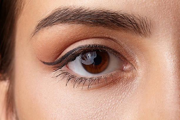 istock Female eye close-up. Arrow makeup. Macro. 485341936