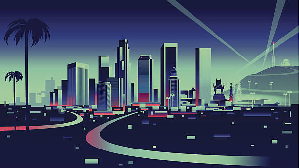 Los Angeles Skyline Vector  skyline of Los Angeles los angeles stock illustrations