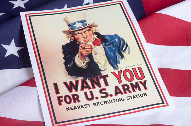 I want you - Uncle Sam I want you - Uncle Sam with American Flag background i want you stock pictures, royalty-free photos & images
