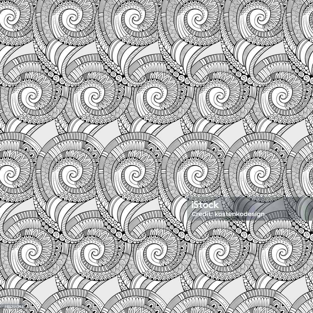 Vector spiral decorative pattern Vector spiral decorative doodles seamless pattern Abstract stock vector