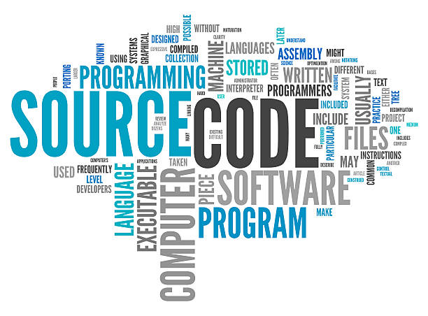 illustrations, cliparts, dessins animés et icônes de word cloud code source - compiling