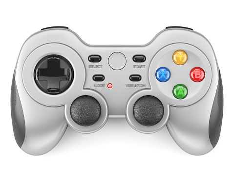 Silver gamepad controller isolated on white background 3d