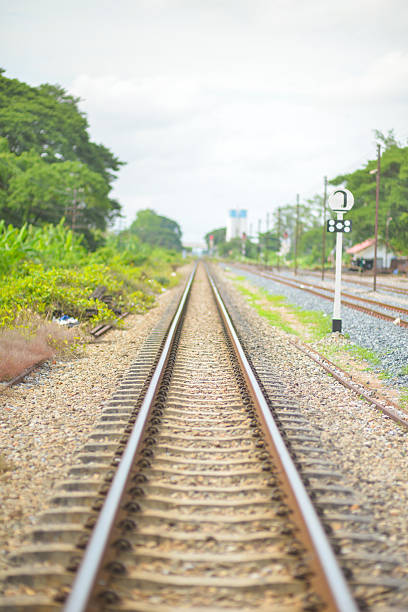 Railway in sunny day, Thailand. It is classical railway. stock photo