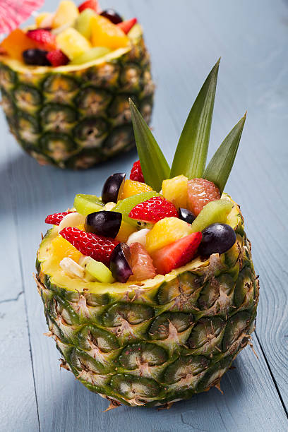 istock Fresh fruit salad served in bowls with fresh pineapple 485349084