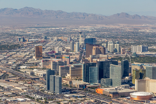 Las Vegas aerial view of the Strip