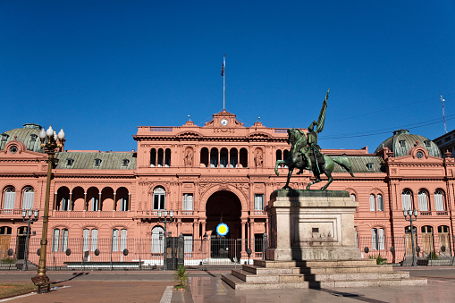 Front view of Casa Rosada, Argentina´s Government Seat in Buenos Aires. Built around 1594, it´s the most important Government Building in Argentina, South America.