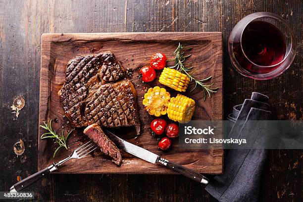 Sliced Steak Ribeye With Corn And Tomatoes Stock Photo - Download Image Now - Steak, Corn, Aberdeen Angus Cattle