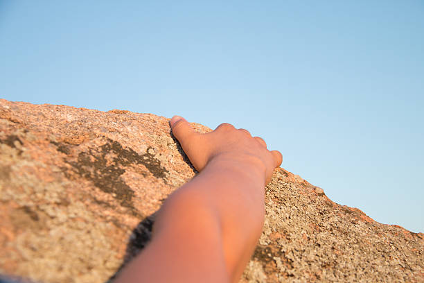 istock Rock climbing, close-up finger 485350956
