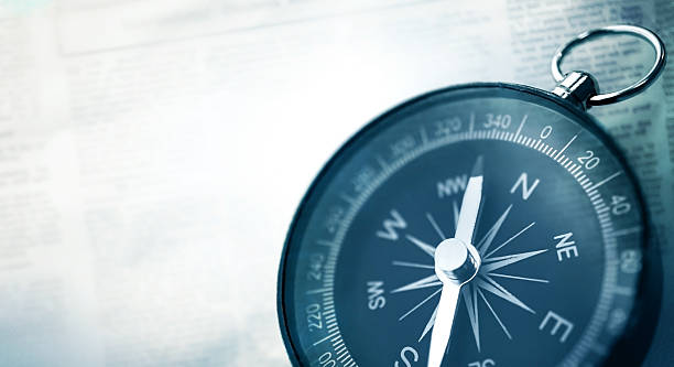 compass in vintage style on mulberry paper texture