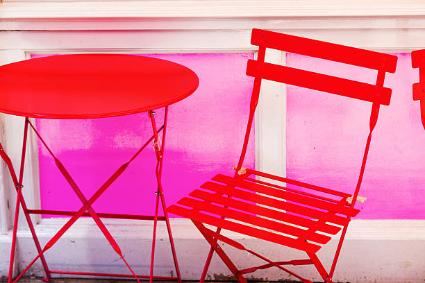 istock red cafe house chair and table 485352252
