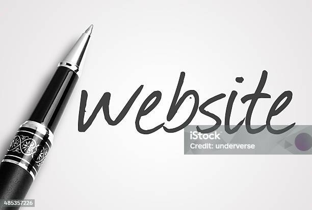 Pen Writes Website On Paper Stock Photo - Download Image Now - 2015, Computer, Computer Software