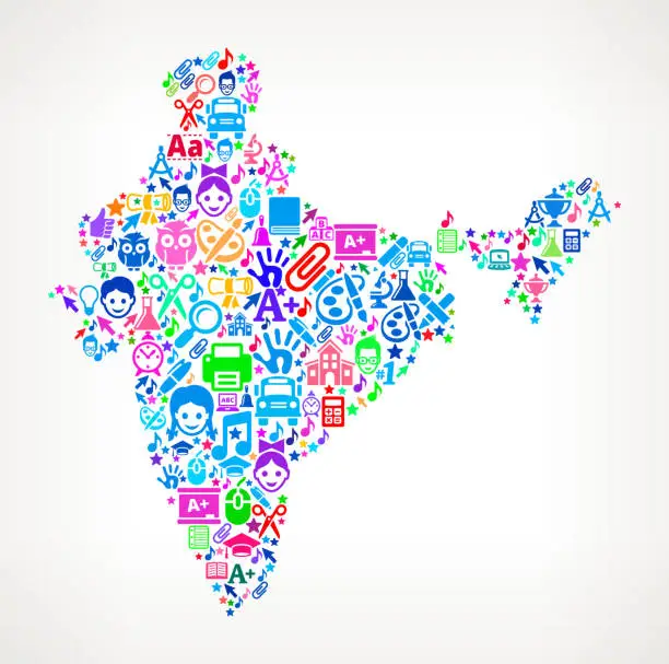 Vector illustration of India On School and Education Icon Pattern