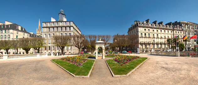 Panorama of Boulevard des Pyrenees in Pau, France.