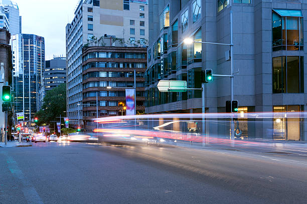 istock Sydney City traffic light trails 485366190
